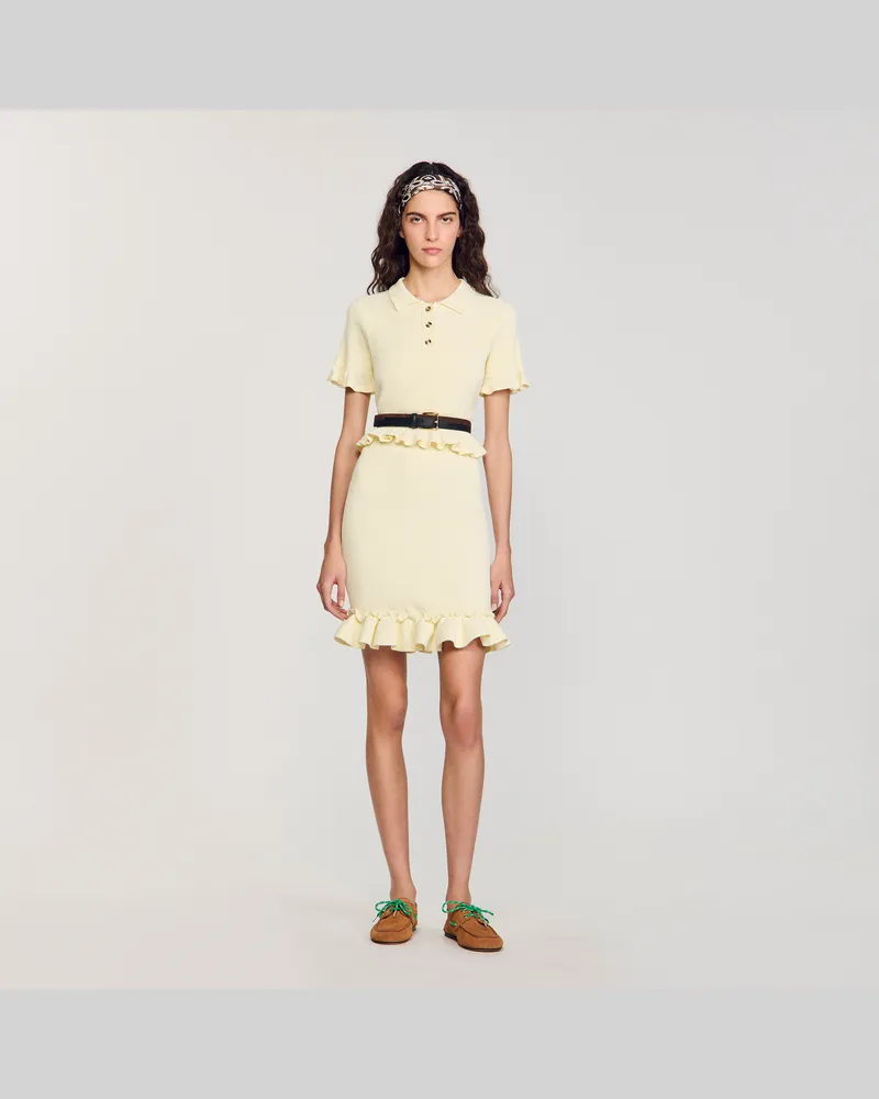 Sandro Pullover mit Volants Blass-gelb