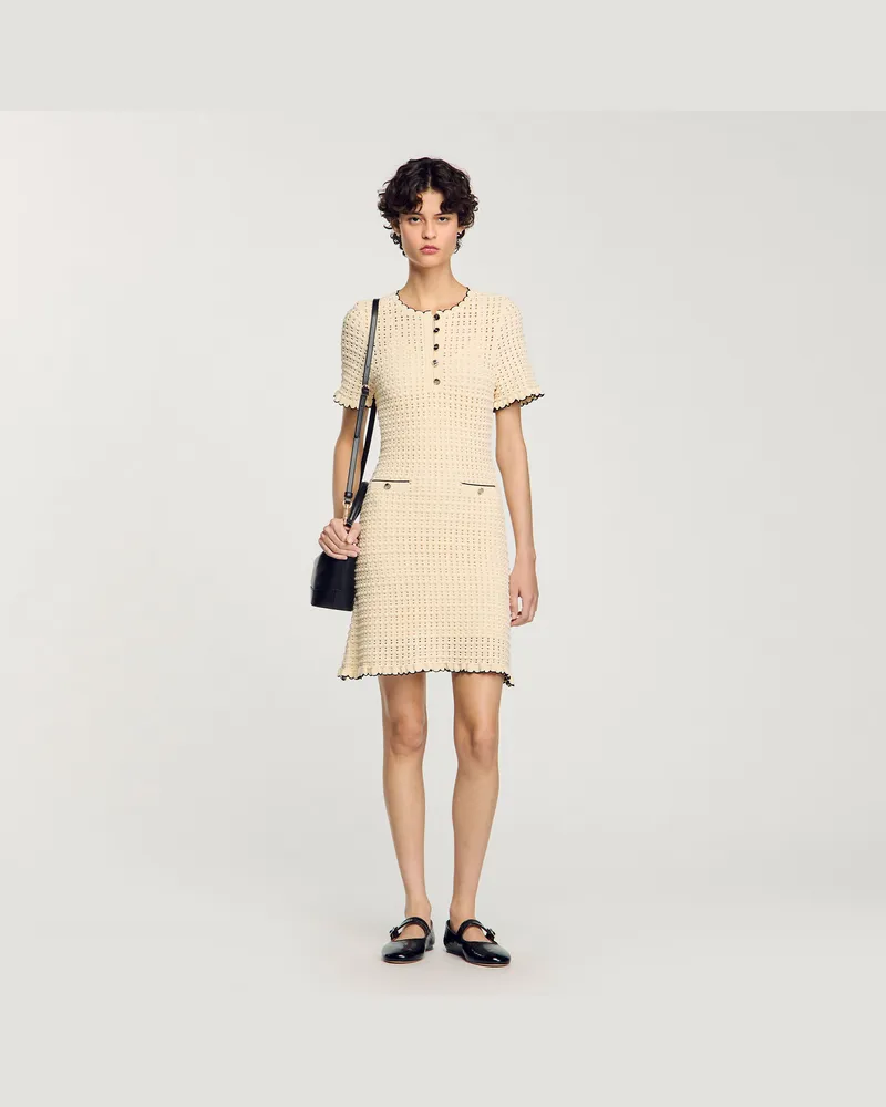 Sandro Kurzes Strickkleid Vanille