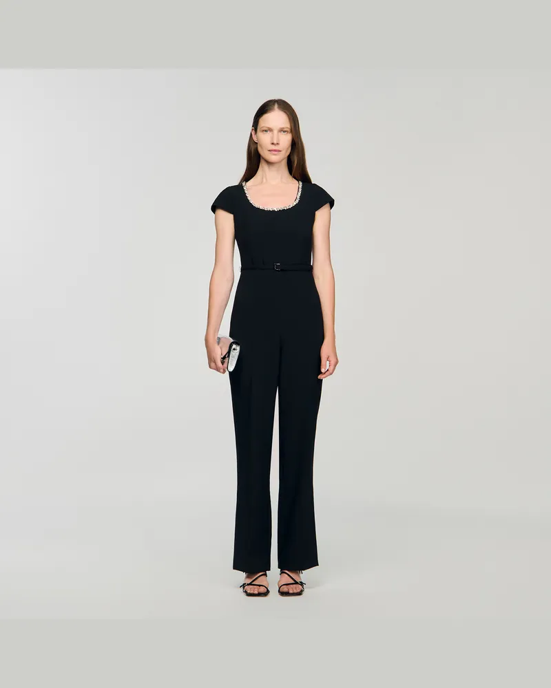 Sandro Overall mit Strass am Kragen Schwarz