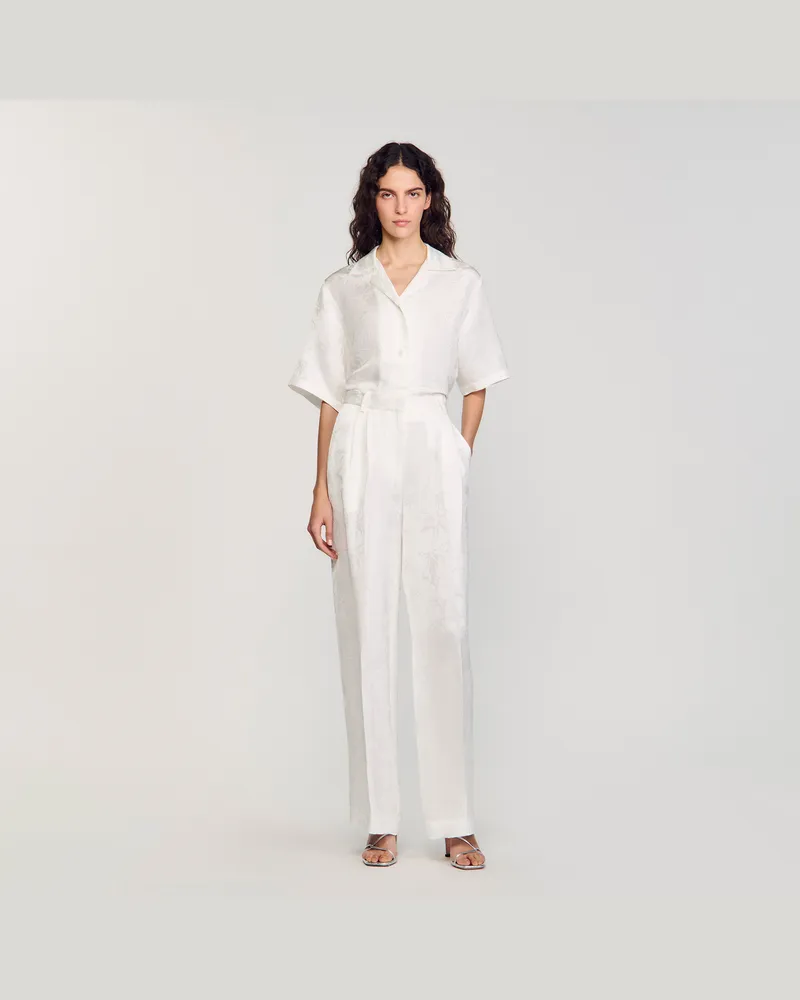 Sandro Hose mit Jacquard-Bloem Weiß