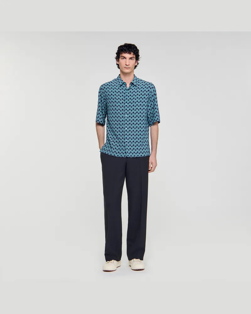 Sandro Hemd mit Seil-Print Marine
