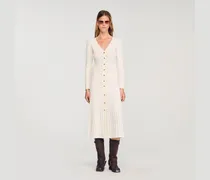 Langes Strickkleid mit Ziermuster