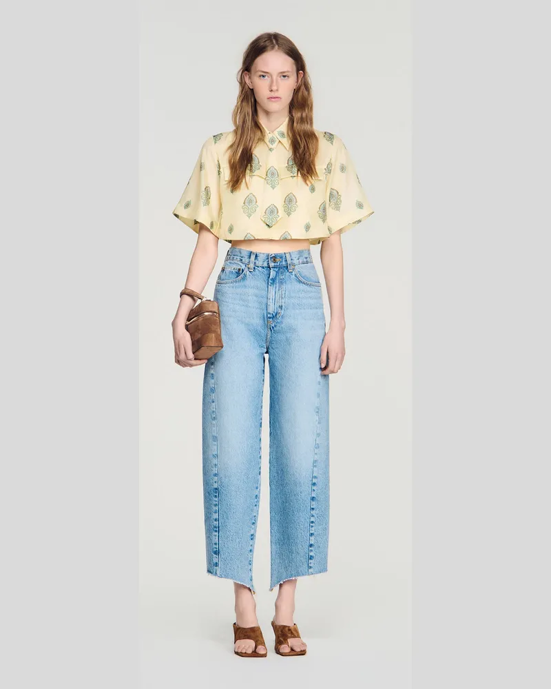 Sandro Kurzes Top mit Paisley-Print Blass-gelb