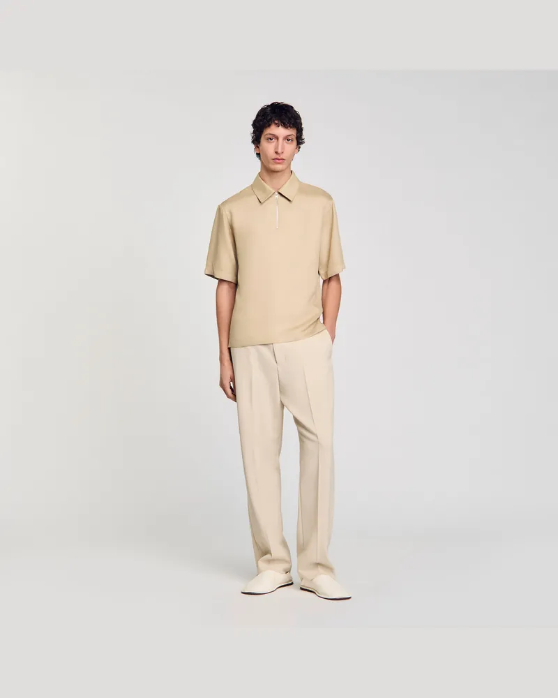 Sandro Poloshirt mit Reißverschlusskragen Sable.