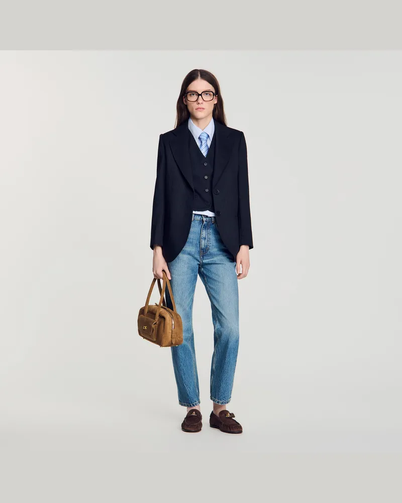 Sandro Taillierter gestreifter Blazer Marine
