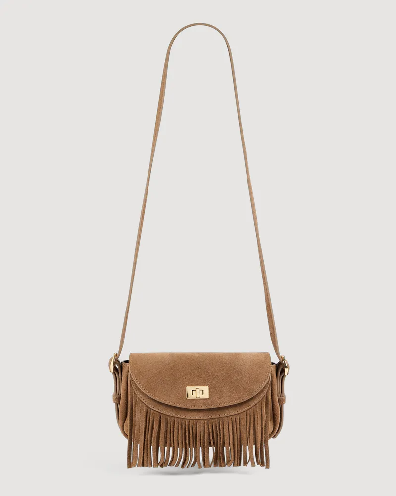 Sandro Wildleder-Tasche Mini Mambo Taupe