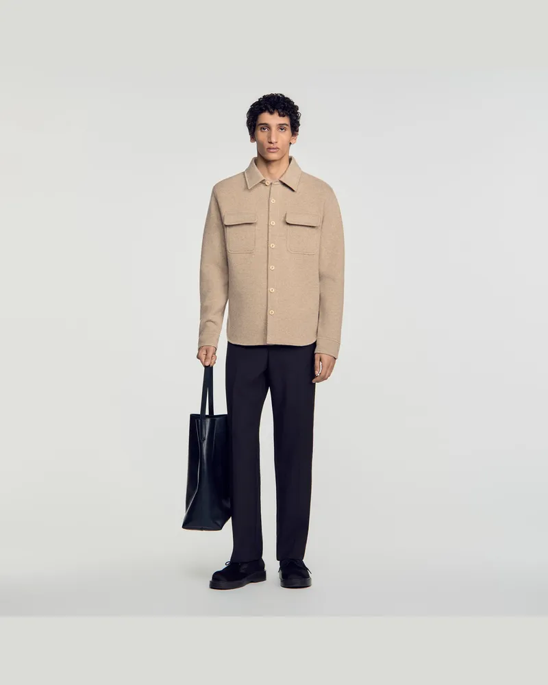 Sandro Hemdjacke aus Walkwolle Beige