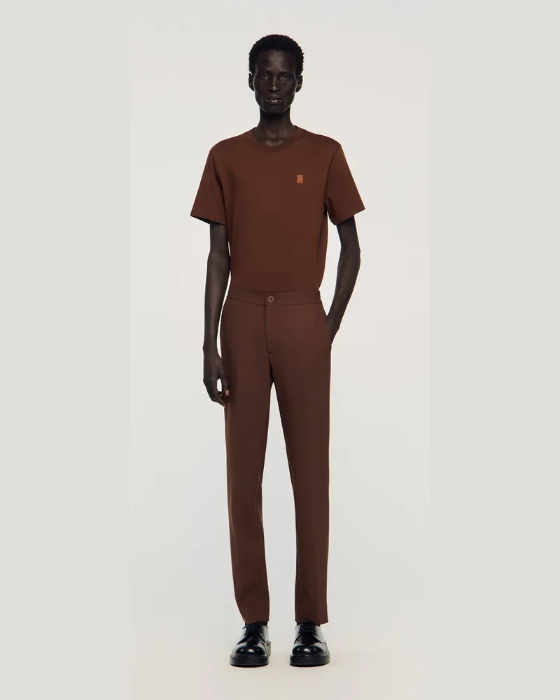 Sandro Jersey-Hose Cognac