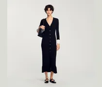 Langes zweifarbiges Strickkleid