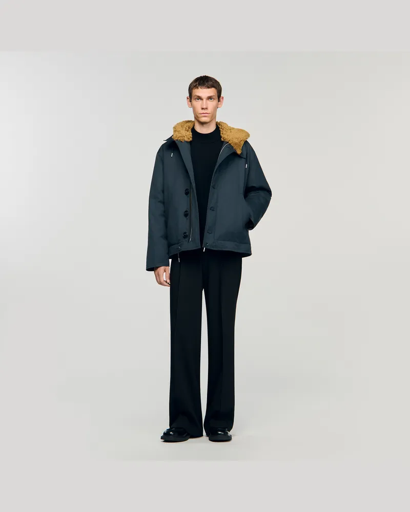 Sandro Parka aus Baumwolle mit Kapuze Chambray.