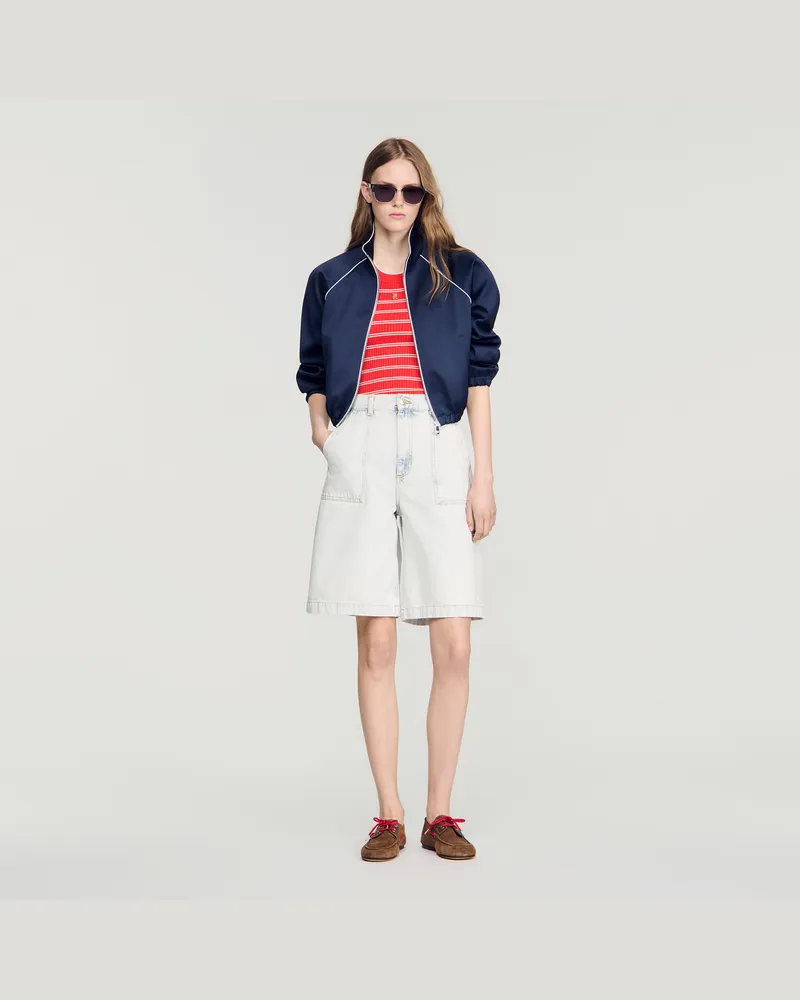 Sandro Bermudashorts in Washed-Optik Hell-jeansblau
