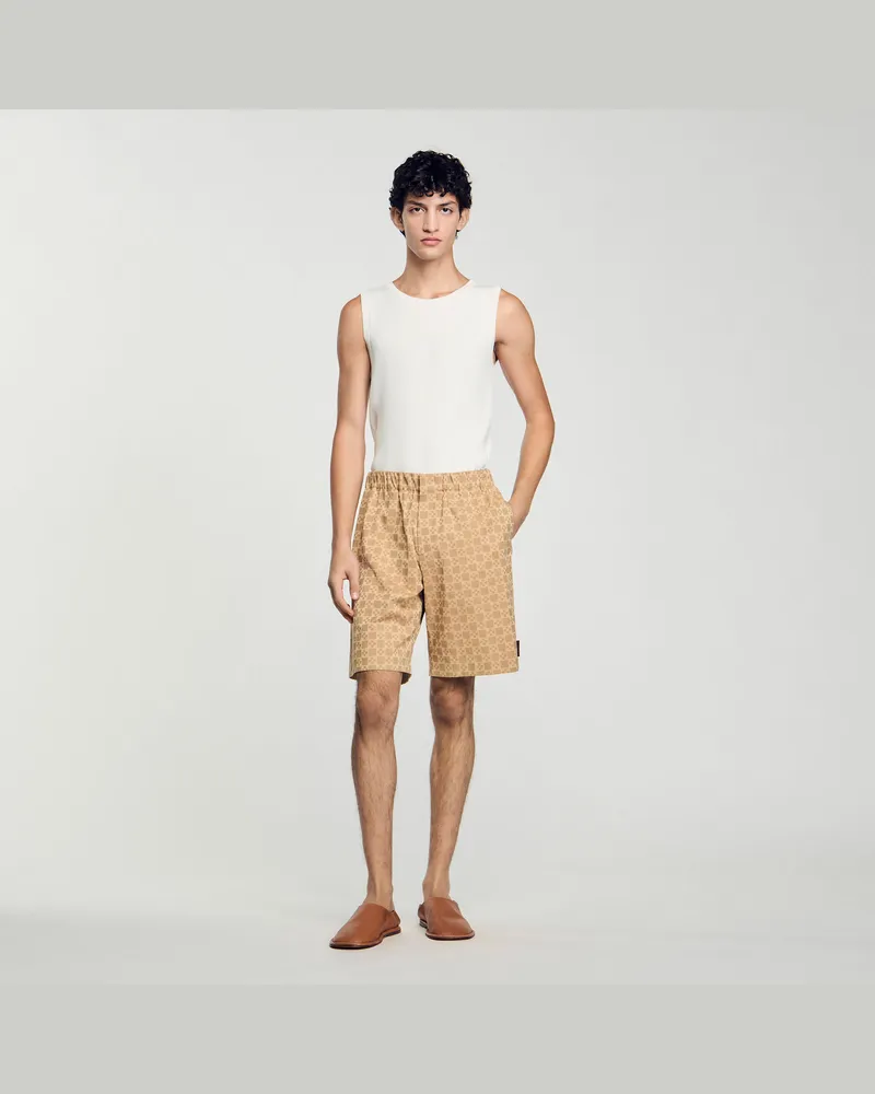 Sandro Shorts mit „Square Cross"-Jacquard Sand