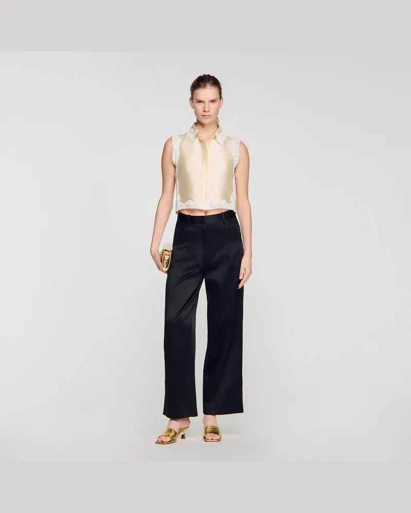 Sandro Weite Satinhose Schwarz