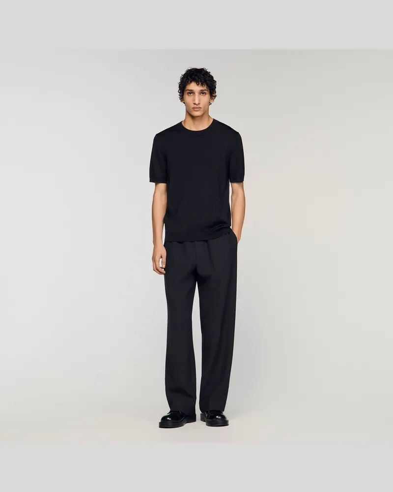 Sandro T-Shirt aus Strick Schwarz