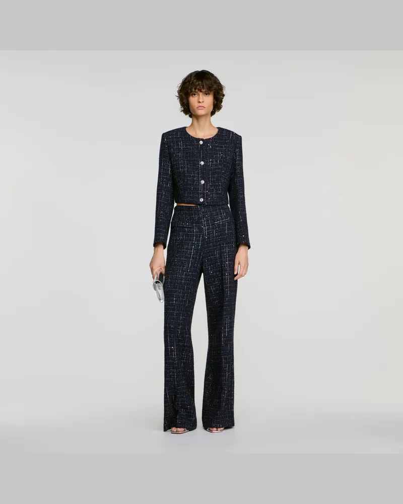 Sandro Jacke aus dekorativem Tweed Blau