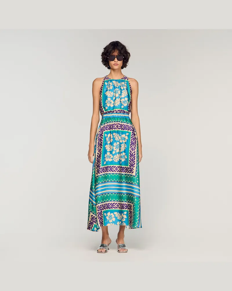 Sandro Langes Kleid mit Blumendruck Grün