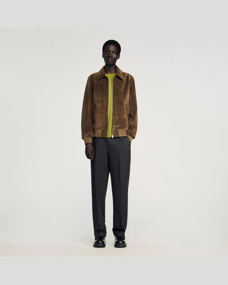 Sandro Blouson mit umgeschlagenem Kragen Taupe