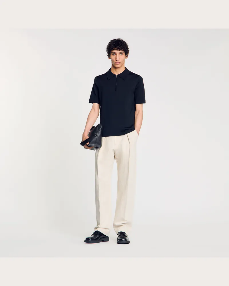Sandro Poloshirt aus Strick mit Reißverschluss Fonte