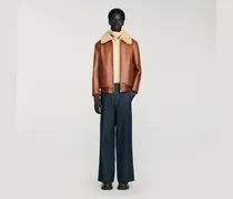 Lederjacke mit Fellkragen