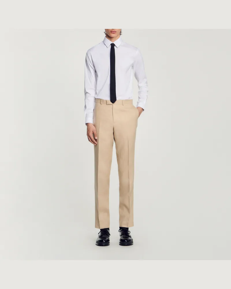 Sandro Hose aus Leinen Beige