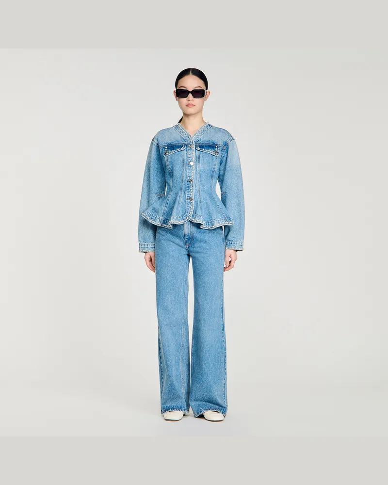 Sandro Jeansjacke mit Perlen Jeansblau