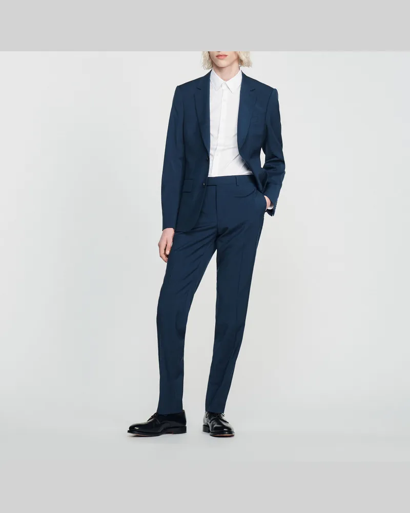 Sandro Anzughose aus Stretch-Wolle Blau