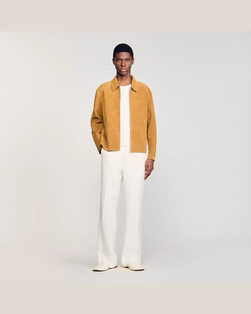 Sandro Blouson aus Spaltleder Kamel