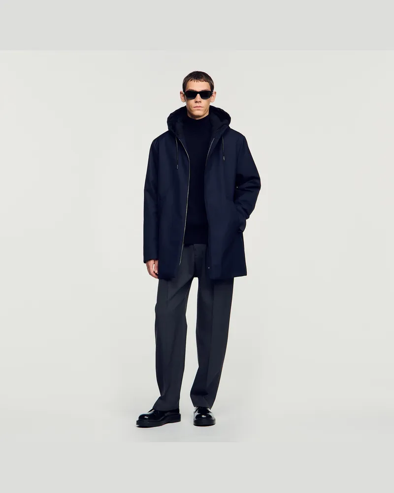 Sandro Wattierter Parka mit Kapuze Marine
