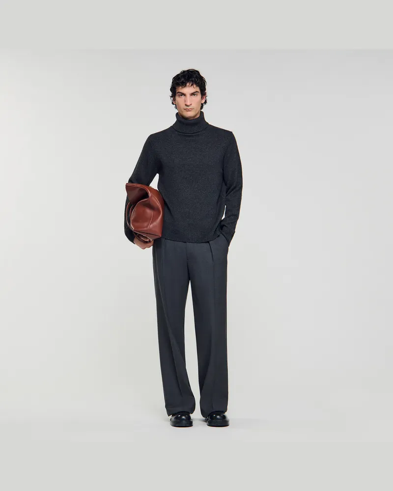Sandro Rollkragenpullover aus Wolle & Kaschmir Dunkel-grau