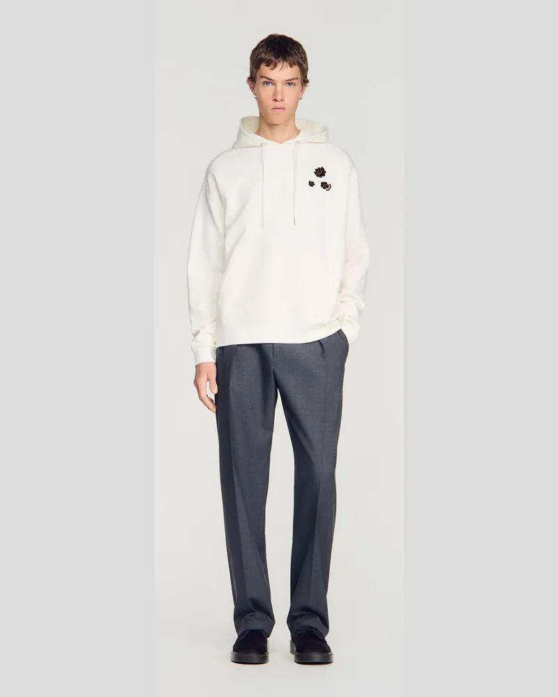 Sandro Oversize-Sweatshirt mit Blumenprint Ecru