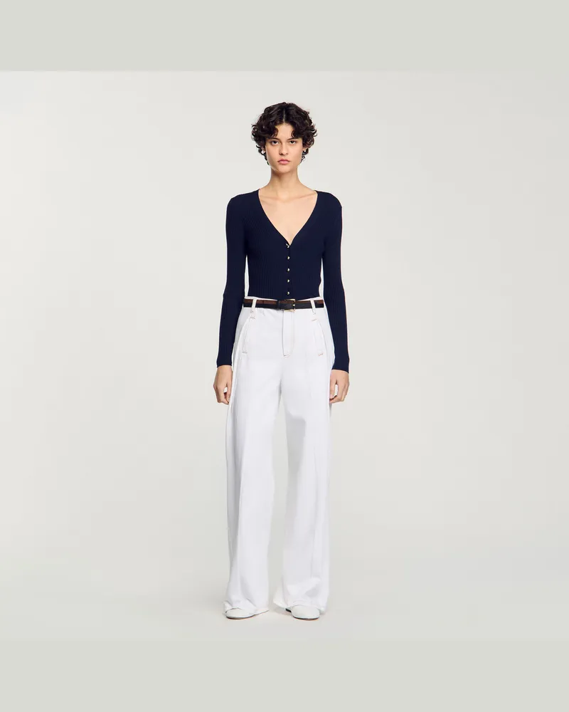Sandro Cardigan aus Rippstrick Marine