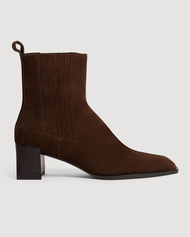 Sandro Veloursstiefeletten mit Metallkappe Braun