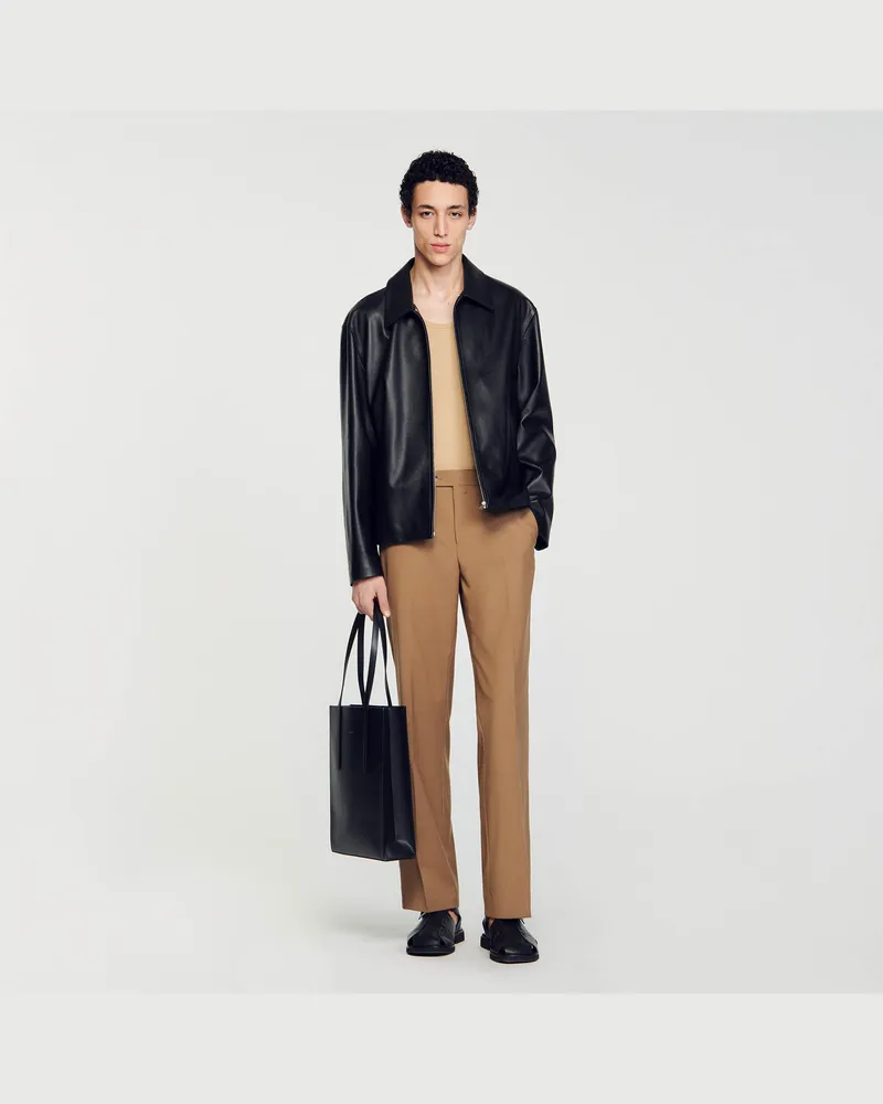 Sandro Blouson aus Lammleder Schwarz