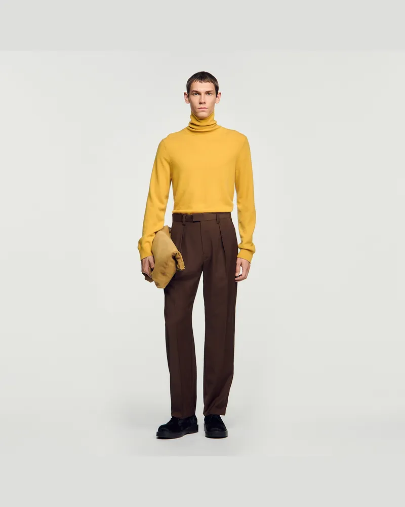Sandro Weite Hose aus Wolle Tabac