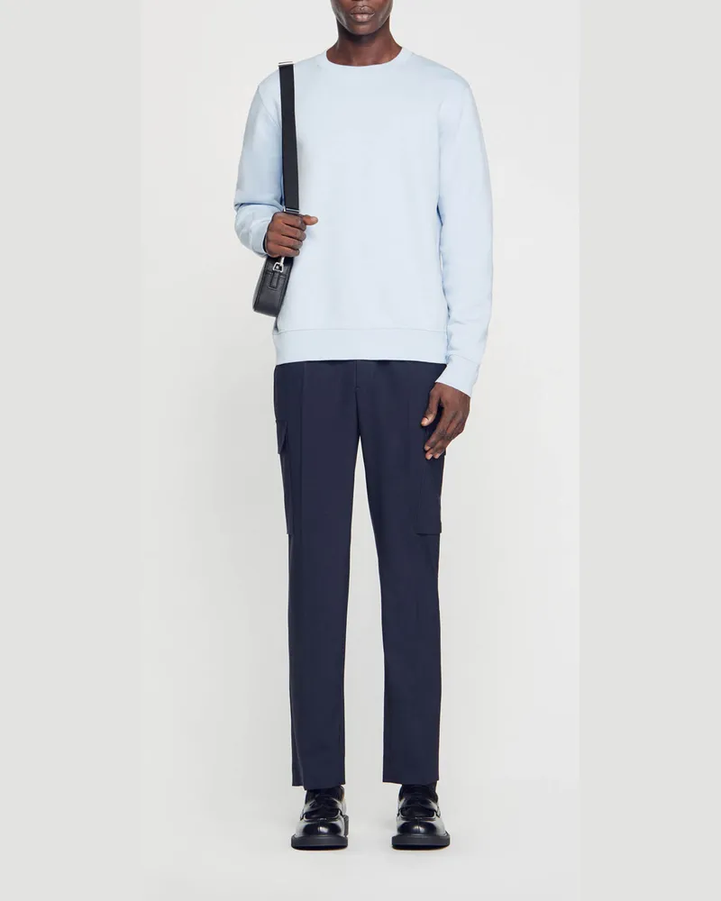 Sandro Sweatshirt aus Molton mit Stickerei Himmel-blau