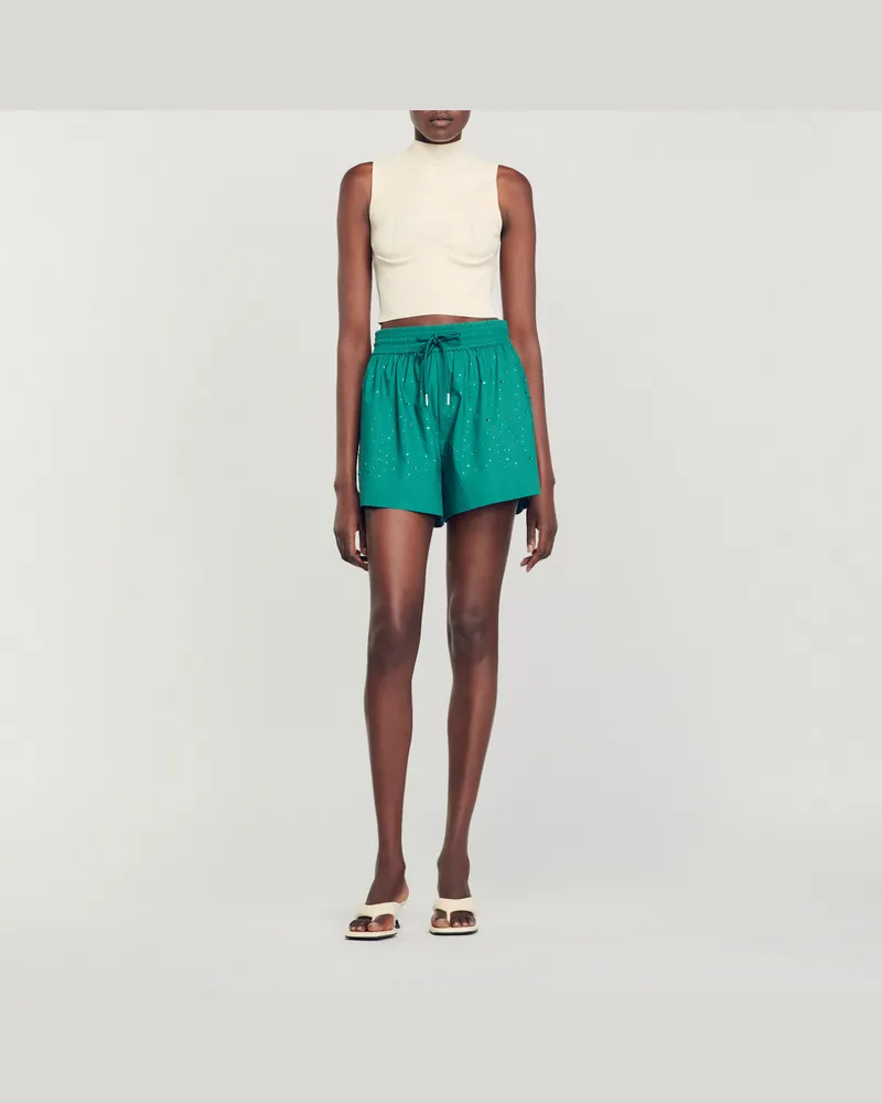 Sandro Shorts mit Strass Smaragd-grün