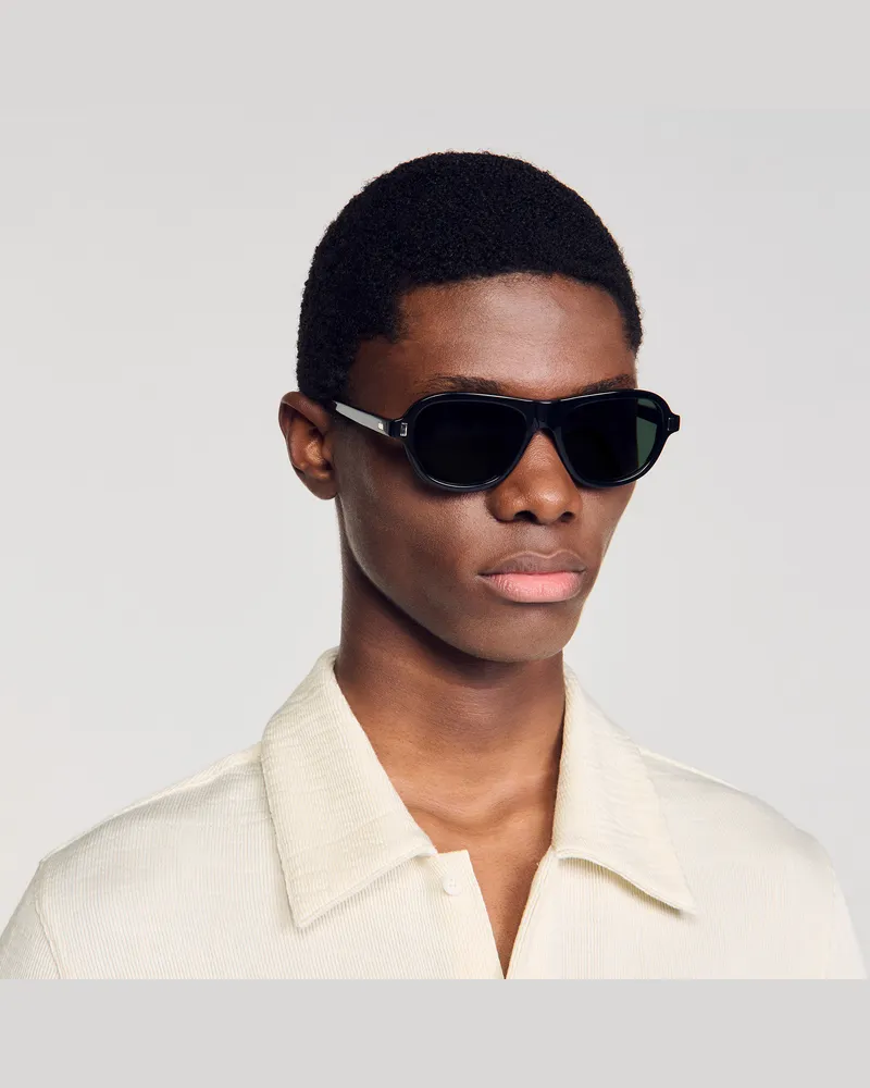 Sandro Sonnenbrille im Maskenstil Schwarz