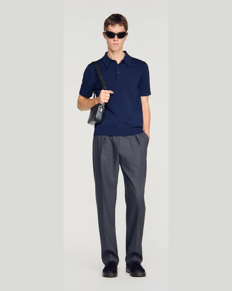Sandro Poloshirt aus Baumwolle und Seide Bleu