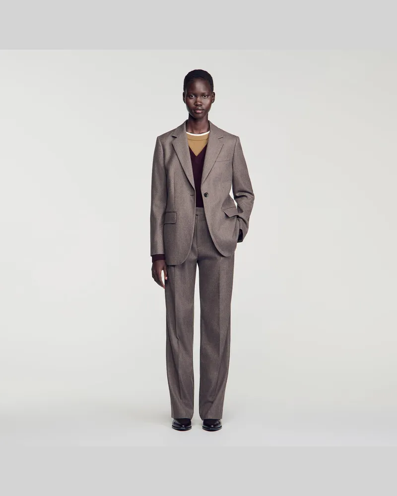 Sandro Taillierter Blazer aus Wolle Greige