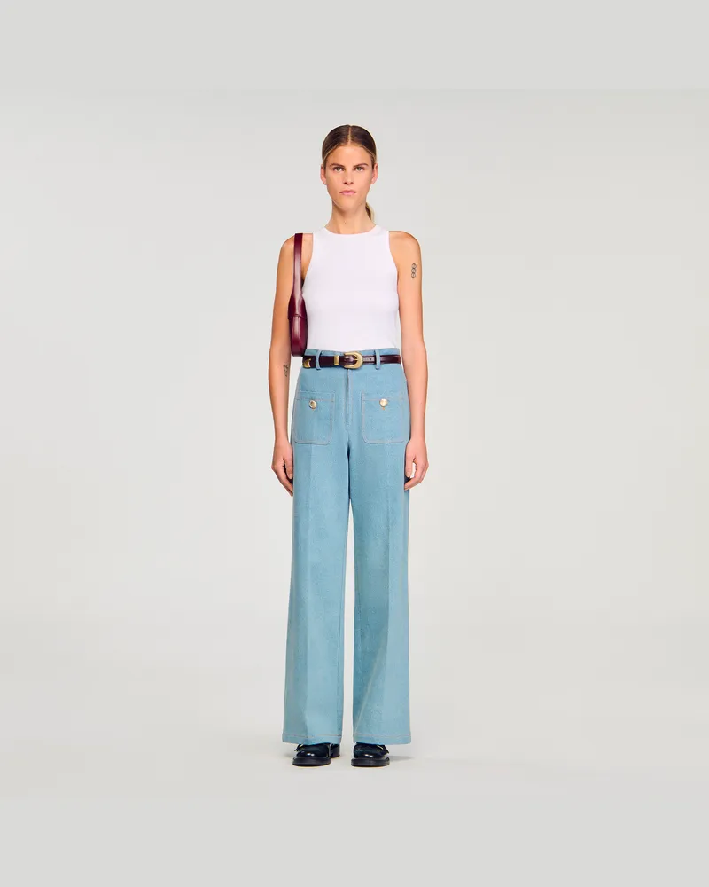 Sandro Weite Jeans mit hohem Bund Jeansblau