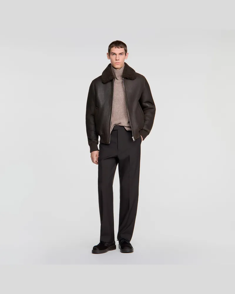 Sandro Blouson aus Lammfell Khaki