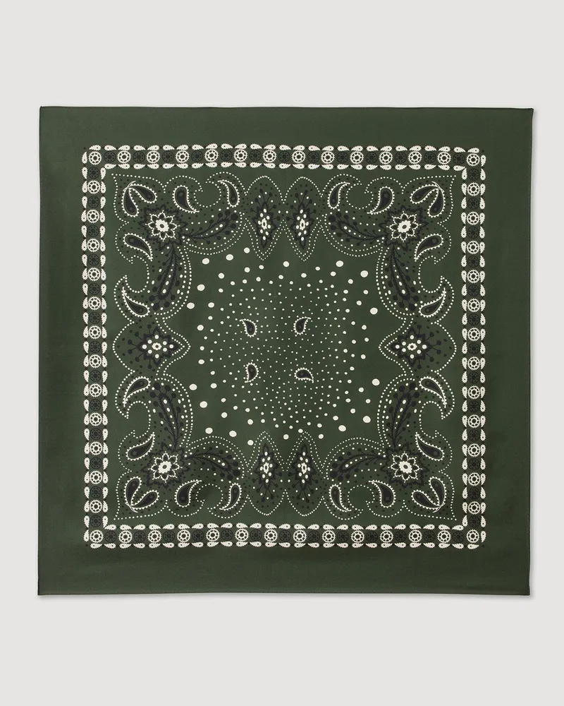 Sandro Seidenhalstuch mit Bandana-Print Grün