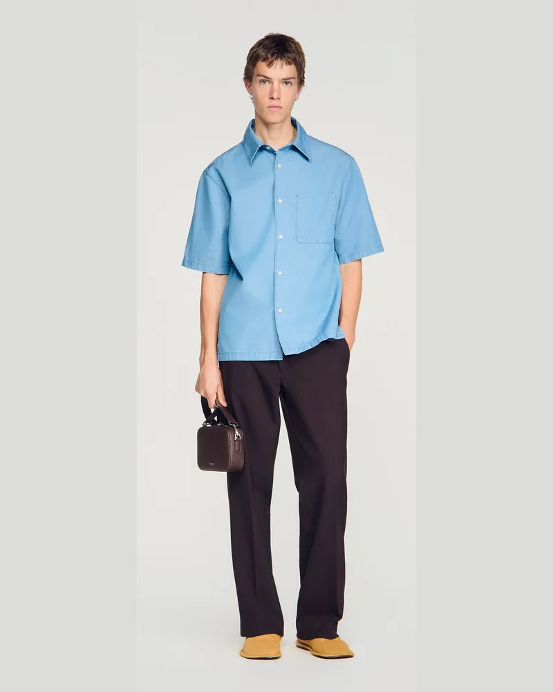 Sandro Weites Hemd mit Washed-Effekt Chambray