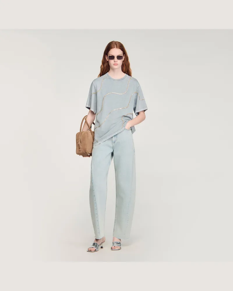 Sandro T-Shirt mit Strass Grau