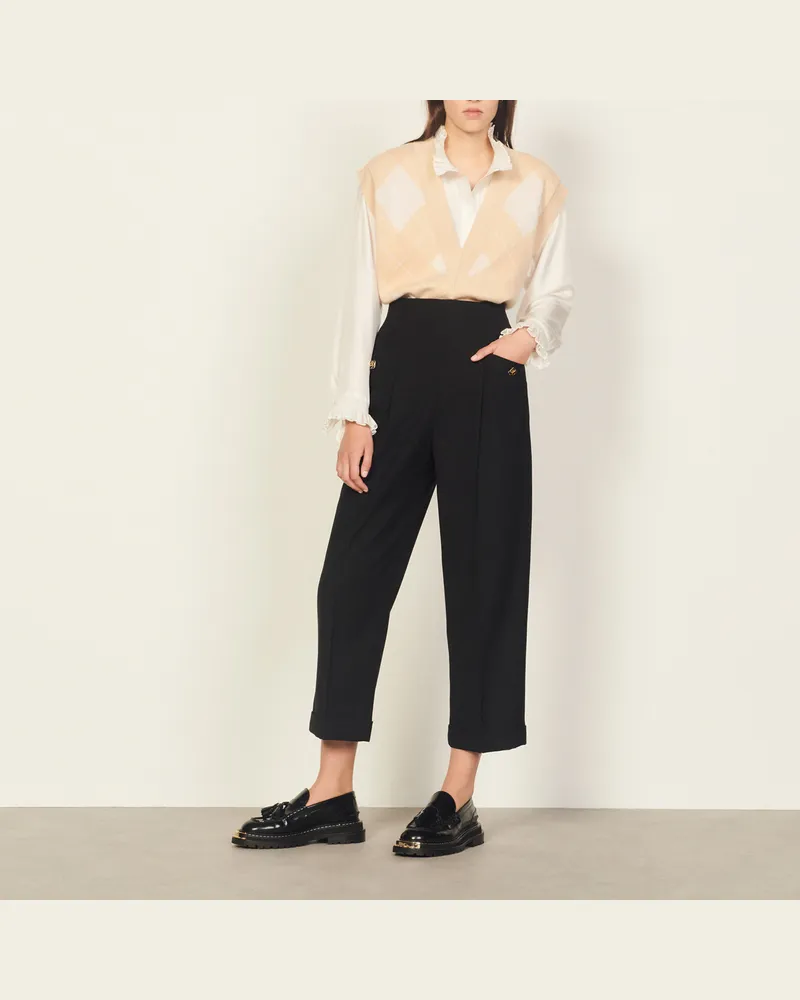 Sandro Hose mit hoher Taille Schwarz