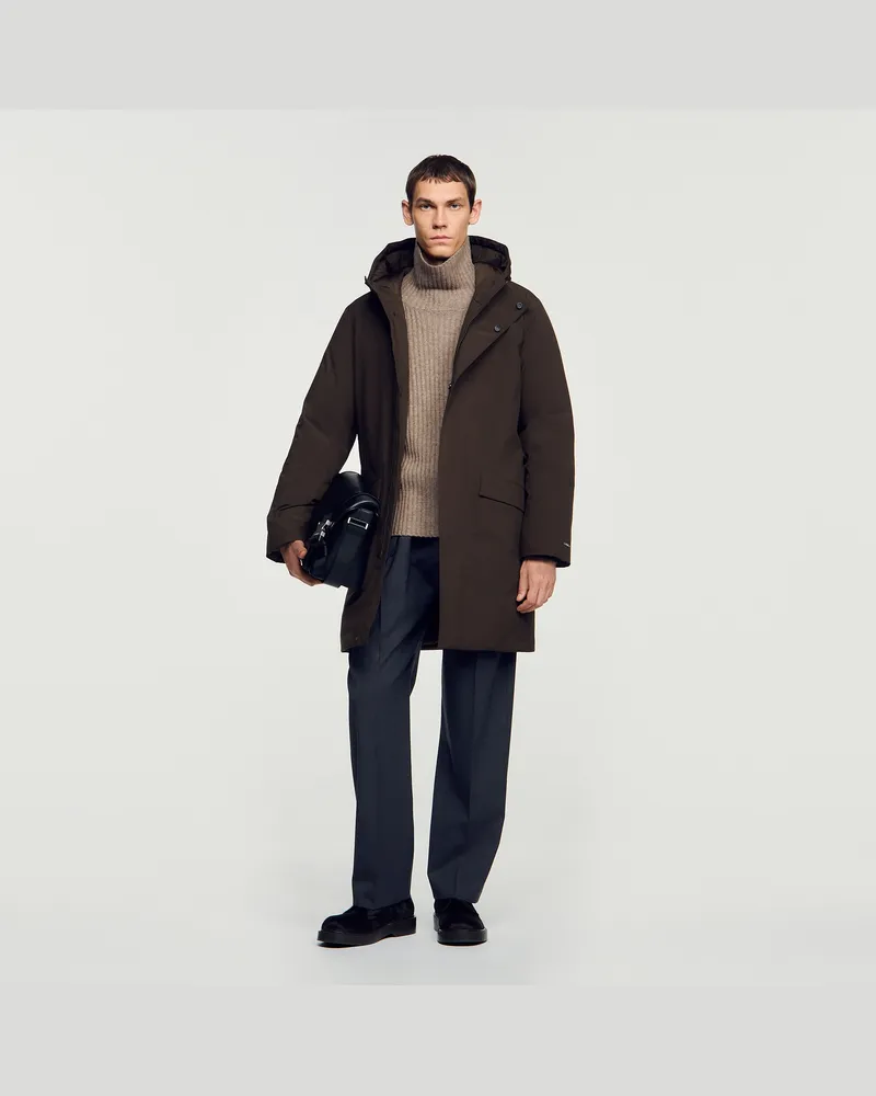 Sandro Kapuzenparka mit Reißverschluss Taupe