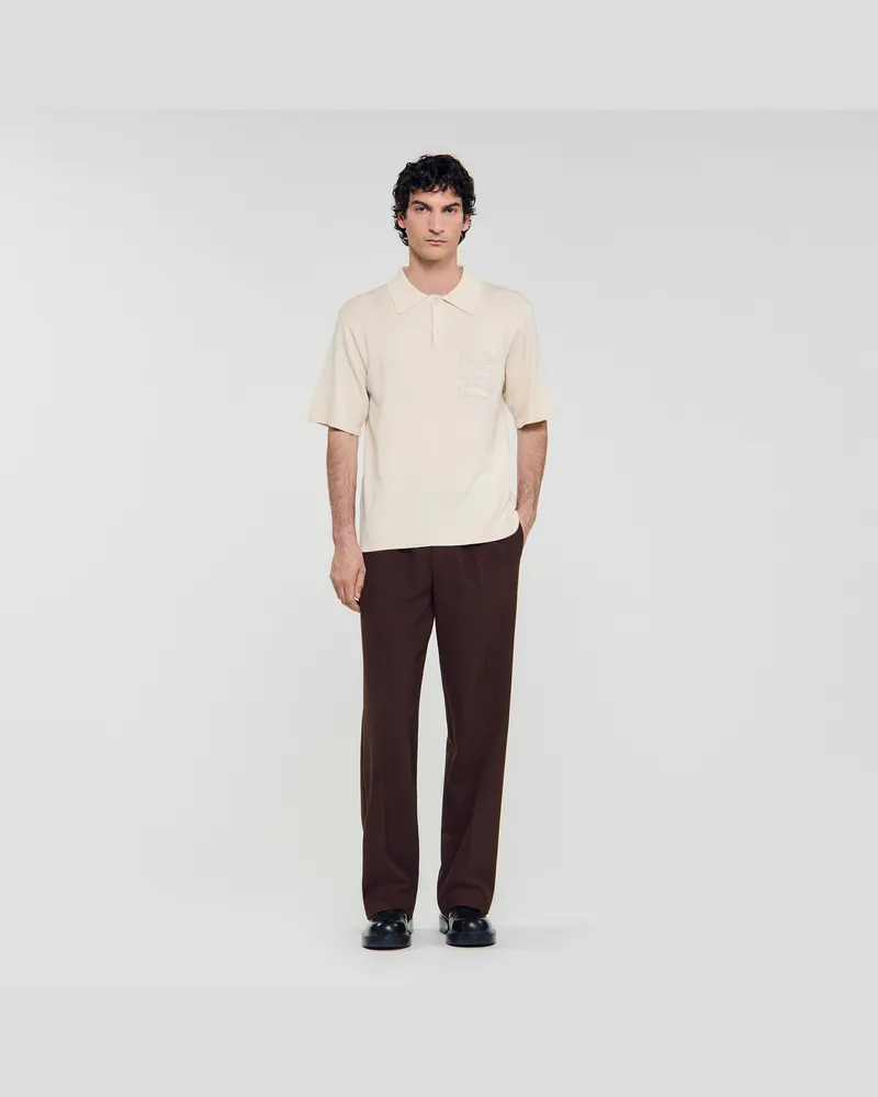 Sandro Poloshirt mit Kordelstickerei Butter