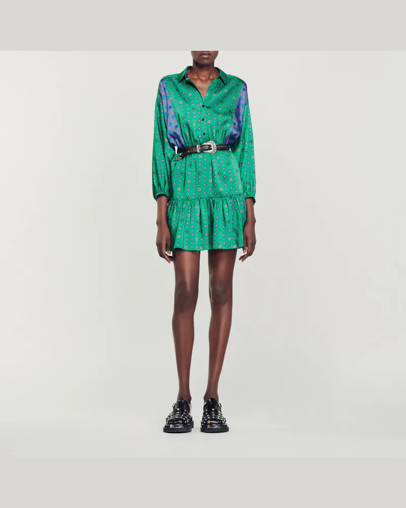 Sandro Hemdkleid mit Print Grün