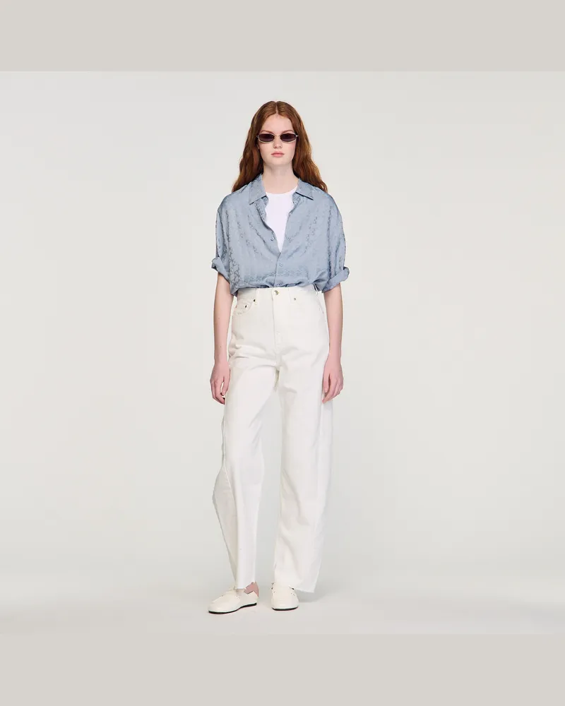 Sandro Fließendes Hemd Square Cross Chambray