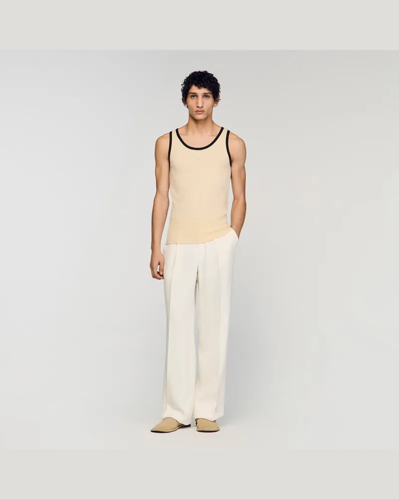 Sandro Top aus Baumwolle mit Patch Sand